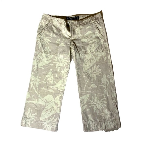 Periscope Pants - Periscope Sportswear Capri Cropped Island Pattern Rip Stop Pants Size 5 Jr